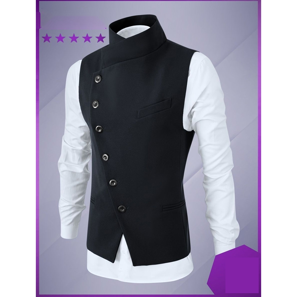 Men'S Grooming Daily - High-end Vest Male Black Fashion Stand