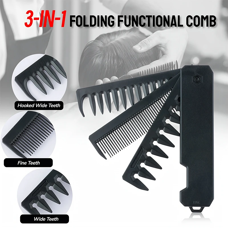 3-in-1 Folding Beard Comb for  - Men Grooming Hygiene recension och pris