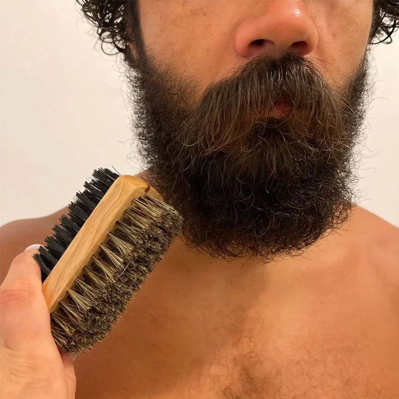 Beard Brush with Natural Woode - Men Grooming Hygiene recension och pris
