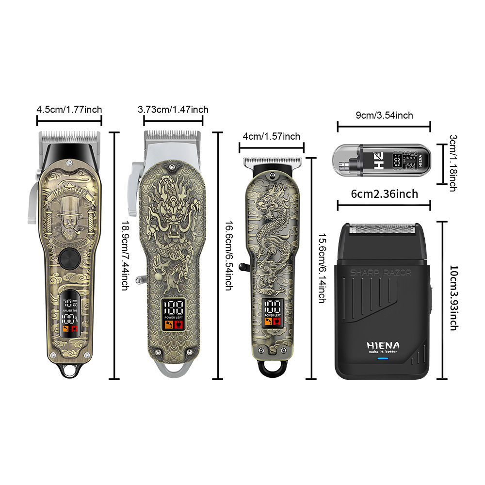 HIENA 5pcs Professional Hair C - Men'S Grooming Electric Trimmer recension och pris
