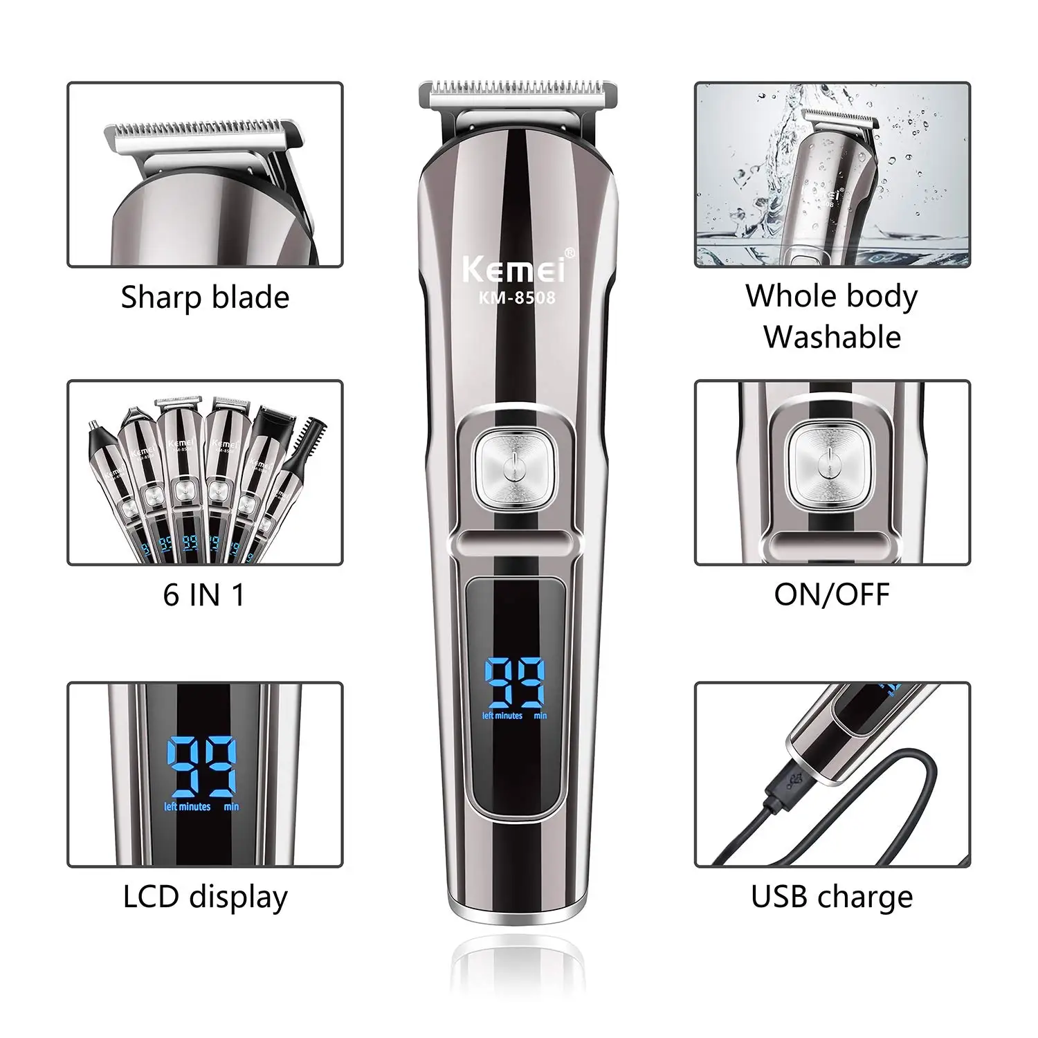 Kemei Professional Multifuncti - Men'S Grooming Electric Trimmer recension och pris